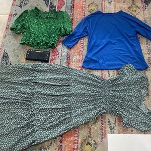 2 tops - 1 dress - 1 wallet - 3 glasses case